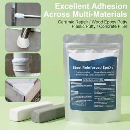 2026 New 2-Part AB Epoxy Clay Putty High-Strength Self-Hardening(1 Pack) | Waterproof Formula, Wood & Metal Repair, Fixes Cracks & Holes, Works on Ceramic & Plastic, Sculpting Use - color: 1 Pack