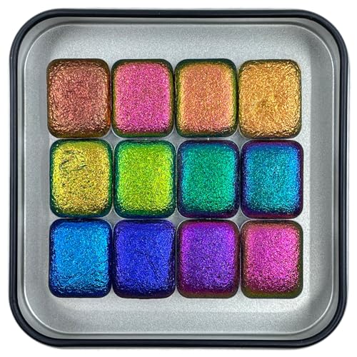 IUILE Handmade Watercolor Paints - Vivid Quarter Pan Set (12 colors) - color: Vivid