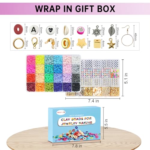 Redtwo Friendship Bracelet Kit Concert Bracelets Merch, 2 boxs 7200pcs Clay Beads Jewelry Making Kit with Number Letter Beads Album Inspired Bracelets Gift for Girls Kids Teen Crafts - color: 24 Colors 7200pcs