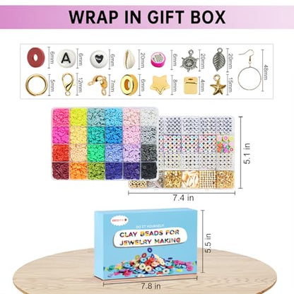 Redtwo Friendship Bracelet Kit Concert Bracelets Merch, 2 boxs 7200pcs Clay Beads Jewelry Making Kit with Number Letter Beads Album Inspired Bracelets Gift for Girls Kids Teen Crafts - color: 24 Colors 7200pcs