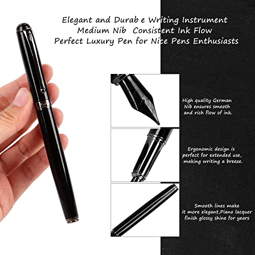 Fountain Pen-Smooth Writing Metal Water Pen with Gift Case Fine Nib Consistent Ink Flow Luxury Pen for Nice Pens Includes a Calligraphy Nib 8 Cartridges a Ink Refill Converter(Grey) - color: Grey