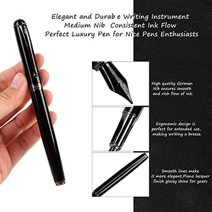 Fountain Pen-Smooth Writing Metal Water Pen with Gift Case Fine Nib Consistent Ink Flow Luxury Pen for Nice Pens Includes a Calligraphy Nib 8 Cartridges a Ink Refill Converter(Grey) - color: Grey