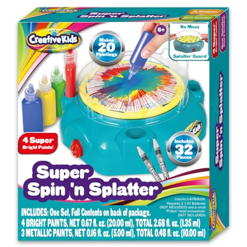 Creative Kids Super Spin 'n Splatter Art Machine Artas and Crafts for Boys and Girls Ages - Painting Spinner Toys for Kids - Gift Ideas 6 7 8 9 Ages