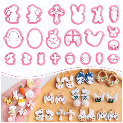 KEOKER Polymer Clay Cutters - 21 Shapes Easter Egg Cutters for Jewelry Making - color: Easter clay cutters A+B