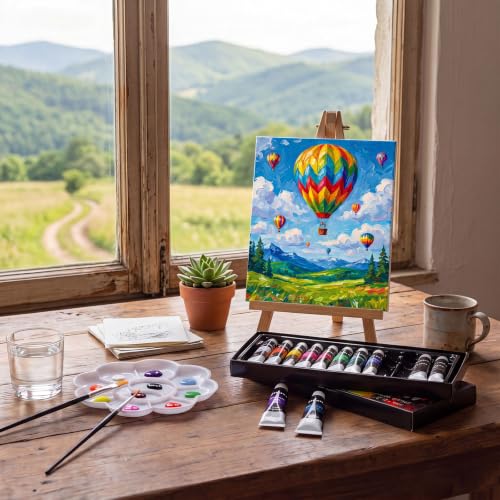 Cholemy 36 Pcs Paint and Sip Kit for Adults 8''x10'' Pre Drawn Canvas for Painting DIY Afro Acrylic Painting Kit Wood Easel Brushes Date Night Bulk for Summer 4th of July Party Gift(Natural Scenery) - style: Natural Scenery