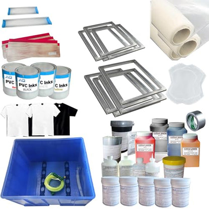 HayWHNKN 4 Color 4 Station Screen Printing Kit with Screen Frame Washout Tank Squeegee for Screen Printing