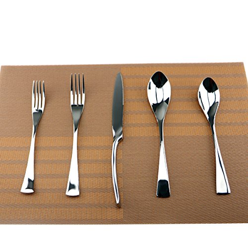 Silver Hammered Mirror Flatware Set,20 Piece Service for 4,Cutlery for Home Kitchen Restaurant Hotel - size: 4-set-silver
