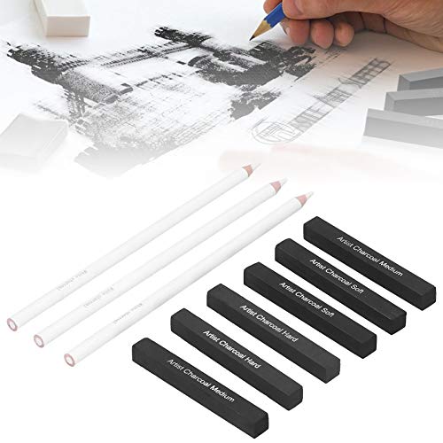 White Charcoal Pencils, Professional Drawing Pencil Set Wooden Sketching Supplies Drawing Graphite Accessories for Beginners and Artists
