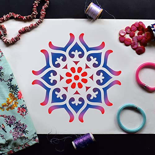 64 Pieces Stencils for Painting, Small Reusable Mandala Dot Stencil, Art Craft Template for Painting on Wood, Wall, Fabric, Rock, Chalkboard, Sign, DIY Art Scrapbook Projects(Mandala) - style: Mandala