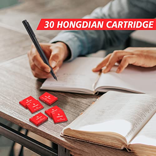 Hongdian Fountain Pen Red Ink Cartridges, 30 Refill Ink Cartridges, 3.4 mm Bore Diameter - color: Red