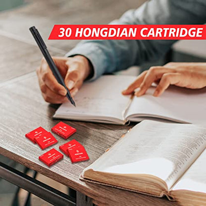 Hongdian Fountain Pen Red Ink Cartridges, 30 Refill Ink Cartridges, 3.4 mm Bore Diameter - color: Red