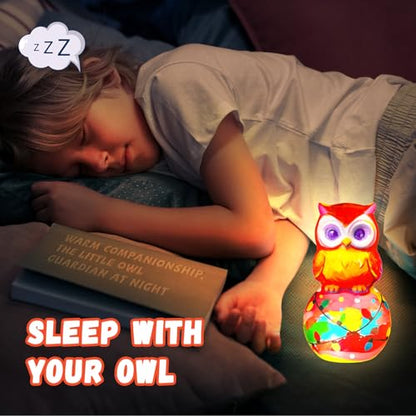 Paint Your Own Owl Lamp Kit, Arts and Crafts for Kids Ages 8-12, DIY Owl Toys Tap Night Light, Arts and Crafts for Kids 4-6, Painting Kit Birthday Gifts for Girls Boys Ages 3 4 5 6 7 8 9 10 11 12+ - color: Owl