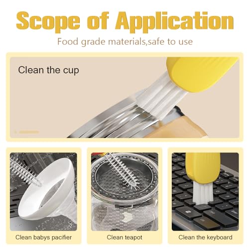 3 in 1 Cup Lid Cleaning Brush, 2025 New Multifunctional Cleaning Brush Crevice Cleaner Brush for Bottle Gap Tight Spaces, 3 in 1 Portable Cup Lid Cleaner with Brush (All) - color: All