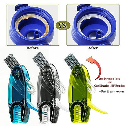 4 in 1 Cup Lid Cleaning Brush Set Multifunctional Bottle Brush Cleaner Tiny Bottle Cup Lid Brush Straw Cleaner Tools Mini Silicone Bottle Cup-Holder Cleaner with Hook Remover Green + Blue - style: 1pc Blue 1pc Green 4in1
