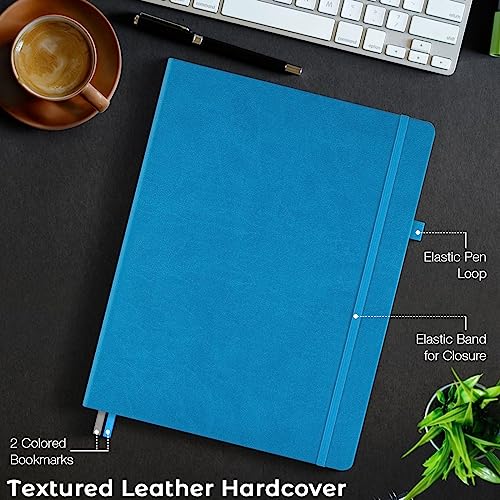 Blank Notebook, Hardcover Sketch Book, 8.5" x 11" Large Blank Journal, No Bleed Thick Paper Sketchbook for Drawing Art, Unlined Notebook Journal for Women Men, A4 Leather Sketchbook, Lay Flat, Blue - color: Blue