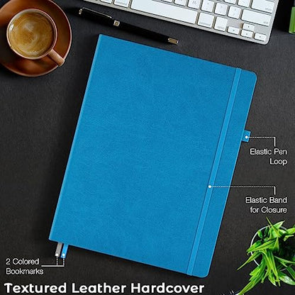 Blank Notebook, Hardcover Sketch Book, 8.5" x 11" Large Blank Journal, No Bleed Thick Paper Sketchbook for Drawing Art, Unlined Notebook Journal for Women Men, A4 Leather Sketchbook, Lay Flat, Blue - color: Blue