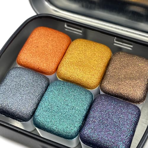 IUILE Handmade Watercolor Paints - Halloween 2021 Half Pan Set (6 colors) - color: Halloween 2021