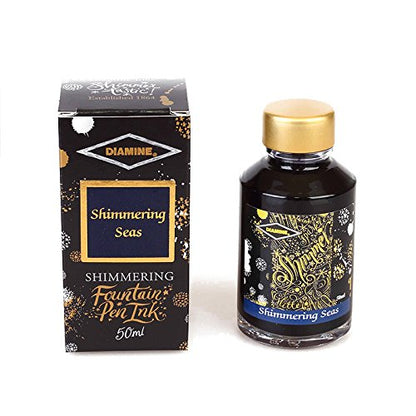 Diamine Shimmering Seas - 50ml Bottled Ink - color: Navy Blue