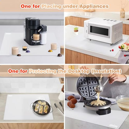 Silicone Cooktop Cover for Electric Stove - 2MM Extra ThickHeat Resistant Countertop Protector Mat - Ceramic Glass Cooktop Protector – Flat Range Top Shield, 23.6" x 15.7" Translucent (2-Pack)
