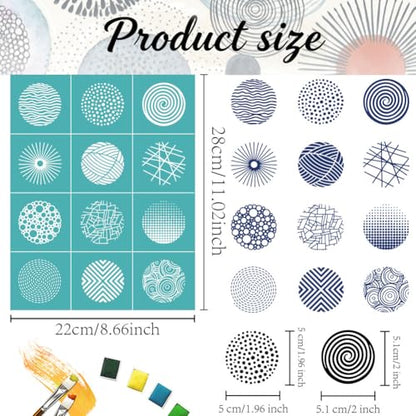 2 Pcs Geometric Circle Silk Screen Stencil, Polka Dot Self-Adhesive Reusable Silk Screen Printing Stencils Template for Painting on on Polymer Clay, Earrings, Wood, Fabric & DIY Crafts - style: Polka Dot