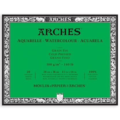 Arches Watercolor Paper Block, Cold Press, 11" x 14", 140 Pound - size: 11"x14", style: Cold Press