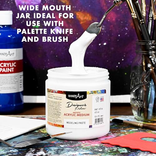 Handy Art Modeling Paste, 16 oz, Opaque White Finish, 3D Texture & Impasto | Creates Sculptural Texture & Impasto Effects, Artist Quality Medium Dries Hard, Sandable, Safe & AP Non-Toxic, Made in USA - color: Modeling Paste, size: 16 Fl Oz