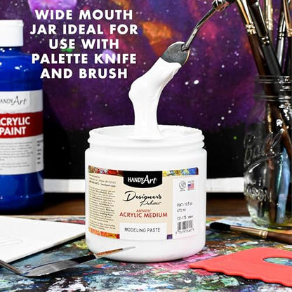 Handy Art Modeling Paste, 16 oz, Opaque White Finish, 3D Texture & Impasto | Creates Sculptural Texture & Impasto Effects, Artist Quality Medium Dries Hard, Sandable, Safe & AP Non-Toxic, Made in USA - color: Modeling Paste, size: 16 Fl Oz