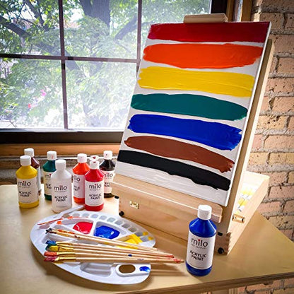 milo Acrylic Paint Set of 8 Colors | 8 oz Bottles | Student Primary Colors Acrylics Painting Pack | Made in the USA | Non-Toxic Art & Craft Paints for Artists, & Hobby Painters - style: Primary Set 8 x 8 oz