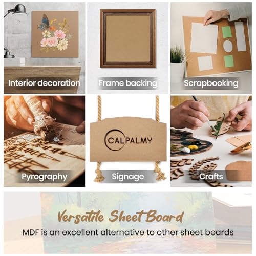CALPALMY 12-Pack MDF Board 1/4 Inch Thick 12" x 12" Unfinished Wood Panels, 6mm Thick Medium Density Fiberboard Wood Boards for Crafts, Painting, Carpentry, Engraving, Interior Design, and More - size: 12 x 12 x 1/4" (12 Pack)