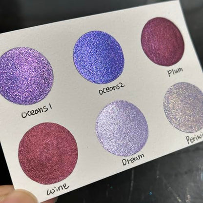 IUILE Handmade Watercolor Paints - Purple Half Pan Set (6 colors) - color: Purple