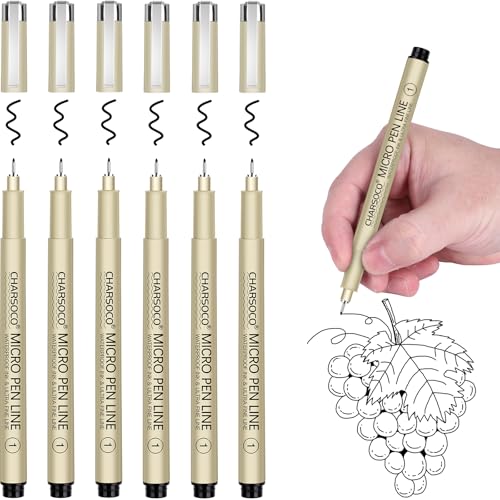 1 Micro Pen, 6 Pack Black Fine Point Pen with Waterproof Archival Ink, 1mm Fineliner Ink Pens for Artist Illustration, Sketching, Anime, Manga, Technical Drawing and Scrapbooking - color: Black, style: 【1】