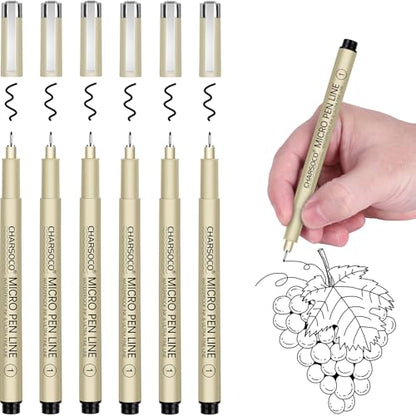 1 Micro Pen, 6 Pack Black Fine Point Pen with Waterproof Archival Ink, 1mm Fineliner Ink Pens for Artist Illustration, Sketching, Anime, Manga, Technical Drawing and Scrapbooking - color: Black, style: 【1】