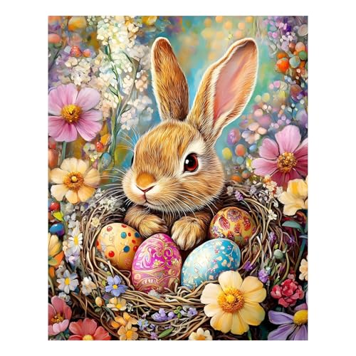 Reivworl Easter Paint by Numbers Kit for Adults Beginner, 16" Wx20 L Easter Paint by Number for Adult, Acrylic Painting Kits with Canvas for Gifts and Wall Decor - color: 23-Easter Eggs and Bunnies, size: Without Frame