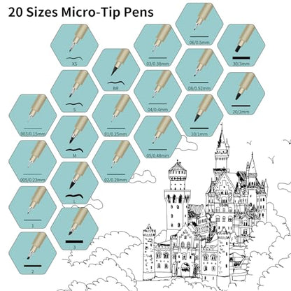 Black Micro Pens, 6 Sizes in 0.23mm - 2mm, Waterproof Archival Ink, Fine Point Pen for Artist Illustration, Sketching, Anime, Manga and Technical Drawing - color: 6 Pack (Black & 6 Size)