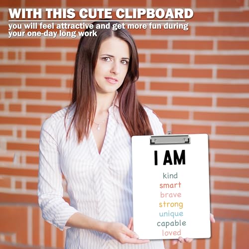 Mental Health Clipboard, Affirmation ClipBoards with Low Profile Clip for Toddler Kids Students, Therapist ClipBoards Suitable for School Office, 13" x 9.4" Size - C07 - style: I Am Kind Smart