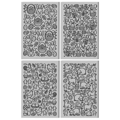 CHGCRAFT 4 Sheets Easter Bunny Clay Texture Mat Easter Basket Pattern Polymer Clay Texture Sheets DIY Tools for Pottery Earring Jewelry Making Stamp Engraving Machines, 3.9x2.6inch - style: Bunny and Basket