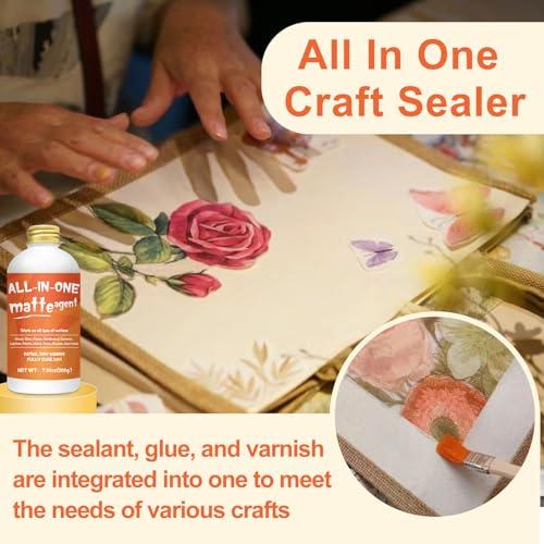 1DFAUL Crafts Sealer Matte Finish, 200ml All Purpose Craft Glue | All in One Craft Glue, Varnish & Finish, for Wood, Paper, Acrylic Paints, Ceramics, Fabrics, Clay - style: A2 Matte