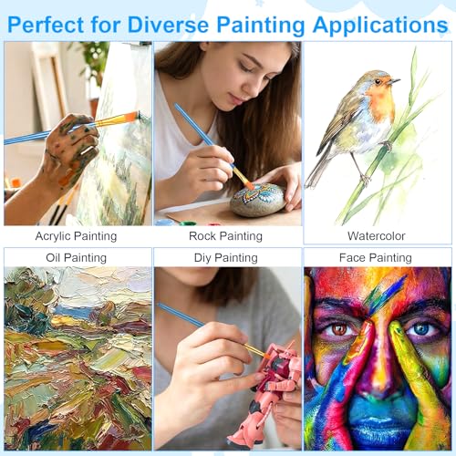 Acrylic Paint Brushes Set, 30 Pcs (3×10 Pack) Nylon Hair Artist Paint Brushes for Acrylic, Watercolor & Oil, Fine Detailing for Canvas, Rock & Nail Art (Blue) - color: Blue