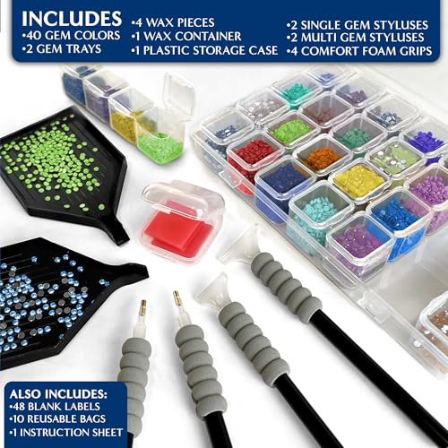 ArtSkills Diamond Painting Kit, Diamond Art Ready to Hang Framed Canvas with Storage and Accessory Kit, Parrot Paradise, 3 Stretched Canvas Panels, 14” x 7” Each - color: Parrot Paradise