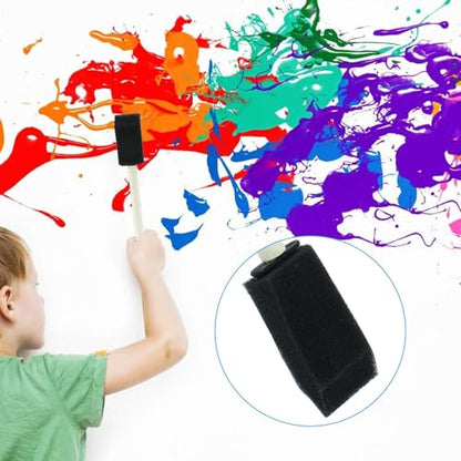 10 Pcs 1Inch Foam Paint Brushes, Sponge Paint Brush with Wooden Handle, Foam Brushes for Painting(Black)