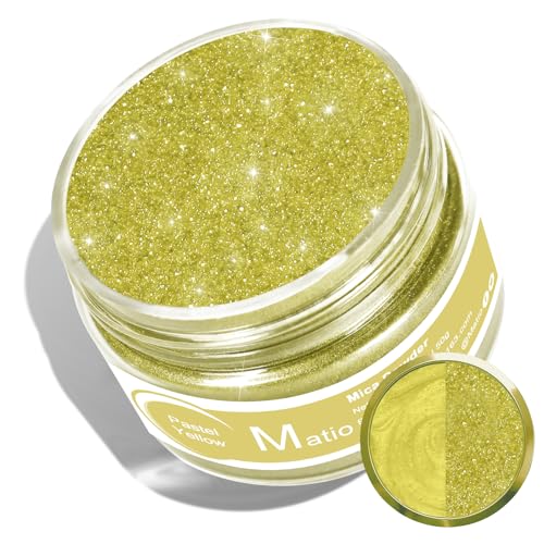 Matio Mica Powder, 1.8oz/ 50g Pastel Yellow Pearlescent Effect Mica Powder for Epoxy Resin Natural Color Pigment for Soap Making, Bath Bomb, Candle Dye, Resin Craft, Paint,Nails,Jewelry, Slime Pigment - color: Pastel Yellow