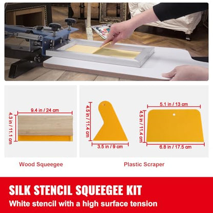 Happybuy Screen Printing Kit, 3 Aluminum Frames, 5 Glitters, Squeegees & Transparency Films, 6x10/8x12/10x14 Inch, 110 Mesh Count for DIY T-Shirt Printing