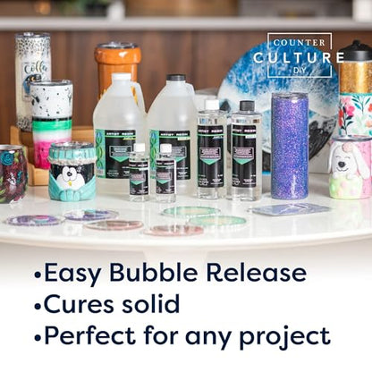 Counter Culture DIY Clear Artist Resin, 32 oz Kit, Art Epoxy Supplies for Metallic Stains Acrylic 100% Solids Easy Coat No VOCs Scratch UV Heat Resistant to 500 Degrees - size: 32 oz kit