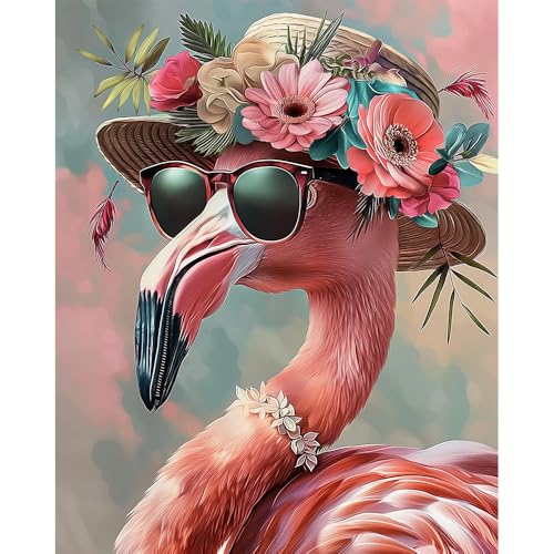 Natuyalo Paint by Numbers Kits for Adults Flamingo Paint by Number for Adults Beginner Animals Drawing Paintwork with 3 Paintbrushes Acrylic Canvas Painting 16x20 Inch - color: ART-07