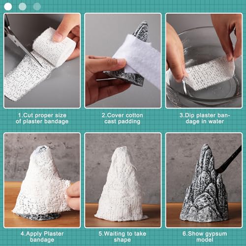 Heentan 6 Rolls Plaster Strips Plaster Gauze Bandages Blank Cloth Wrap Rolls for DIY Hobby Crafts, Belly Cast, Body Molds, Mask Making, Scenery Art(8 x 106 Inches) - size: 8 x 106 Inch