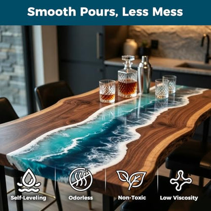 JDiction Deep Pour Epoxy Resin 1.5 Gallon Kit, Crystal Clear Epoxy Resin for 2-4in Pour Depth, Bubble-Free& Low Viscosity Casting Resin for River Tables, Flower Preservation, Art Crafts - 2:1 Mix | Deep Pour 2-4inch
