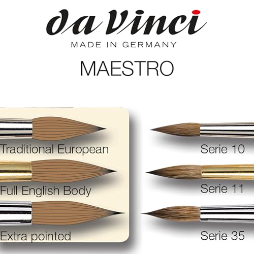 da Vinci Watercolor Series 10 Maestro Paint Brush, Round Kolinsky Red Sable, Size 10/0 (36809) - size: Size 10/0, style: Round Series 10