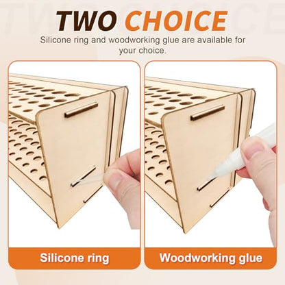 Wooden Paint Brush Holder with Glue 67 Hole and Large Tool Compartment Paint Brush Organizer Desk Paintbrush Holder Stand Wood Paintbrush Rack