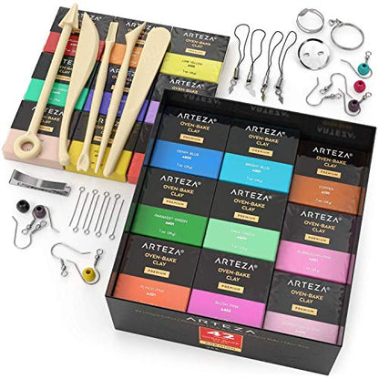 Arteza Polymer Clay Kit 42 with Pottery Tools & Clay Sculpting Tools Set of 22, Art Supplies for Artist, Hobby Painters & Beginners