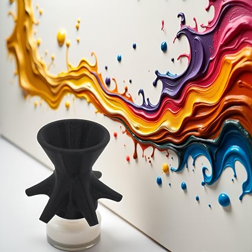 1Pc Black Flower Pouring Cup,Painting Funnel,7 Legs PainttDispenser,Reusable Floral Pattern Paintt Diverter Tool for DIY Making Pour Painting Supplies,Art Paints,Painting, Drawing and Art Supplies